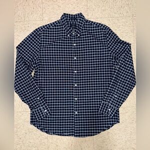 J. Crew Flex classic Oxford Navy and sky Blue Plaid Shirt